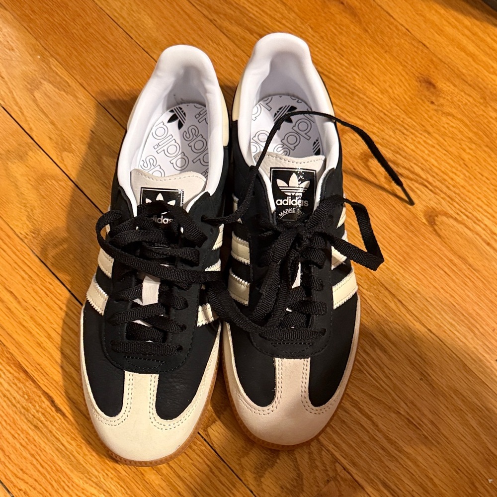 Adidas Black and Cream Samba Sneakers